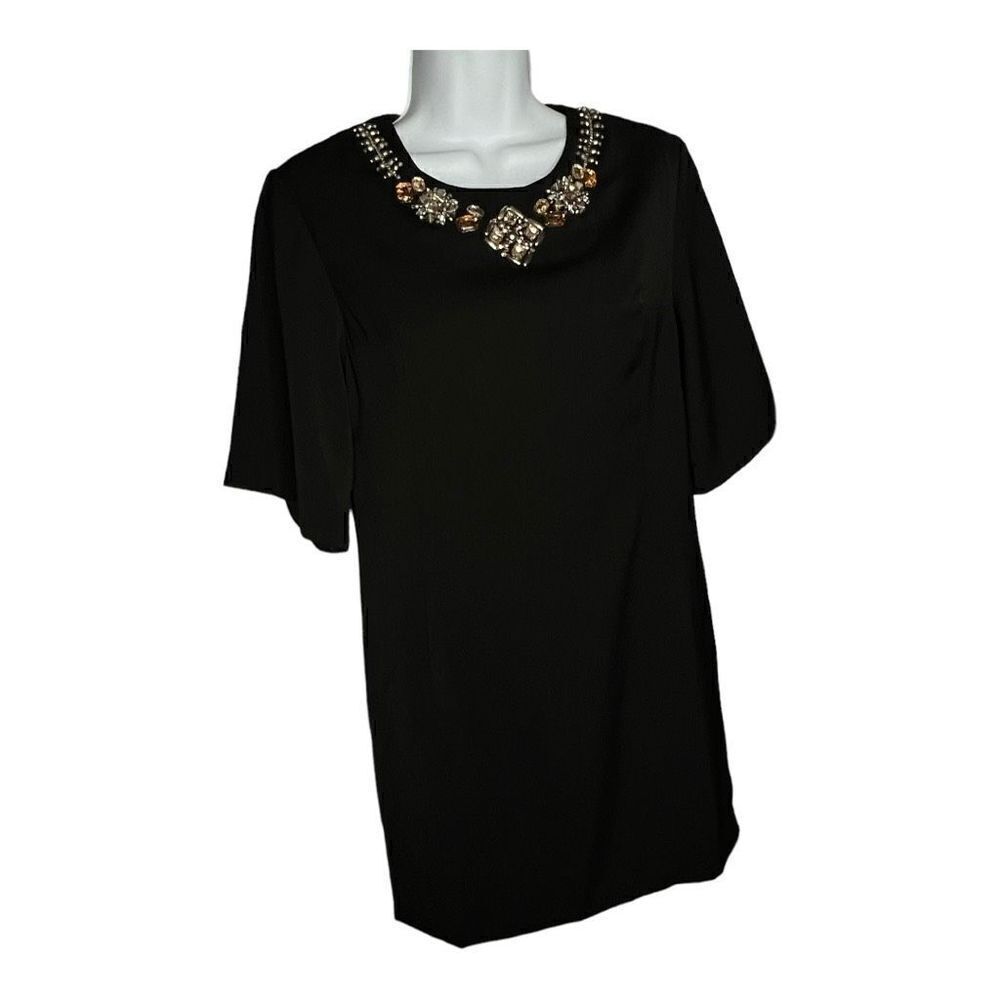 Blaque Label Womens Jeweled Neckline Sheath Cocktail Dress Black Size Medium NWT